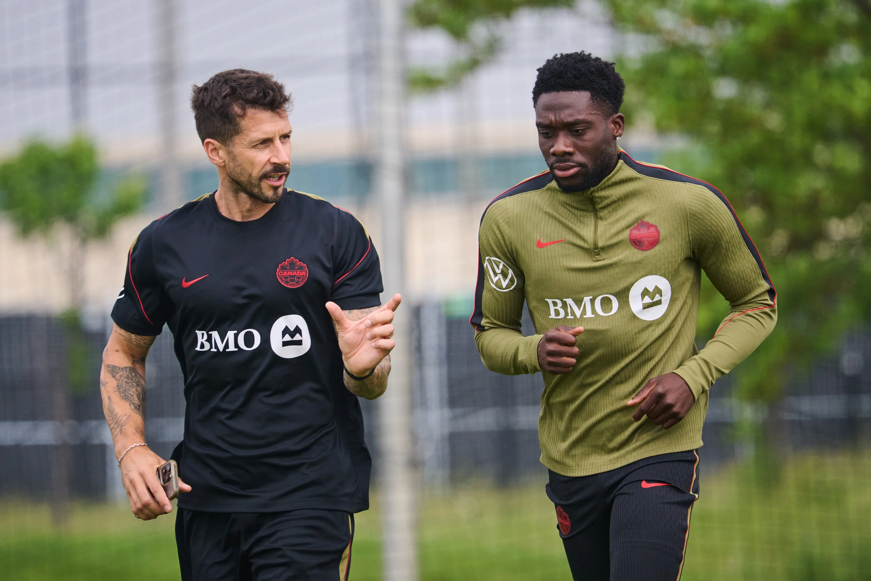 Canada’s Alphonso Davies (right) is struggling for fitness, a hamstring injury ruling the Bayern Munich defender out of the opening fixture