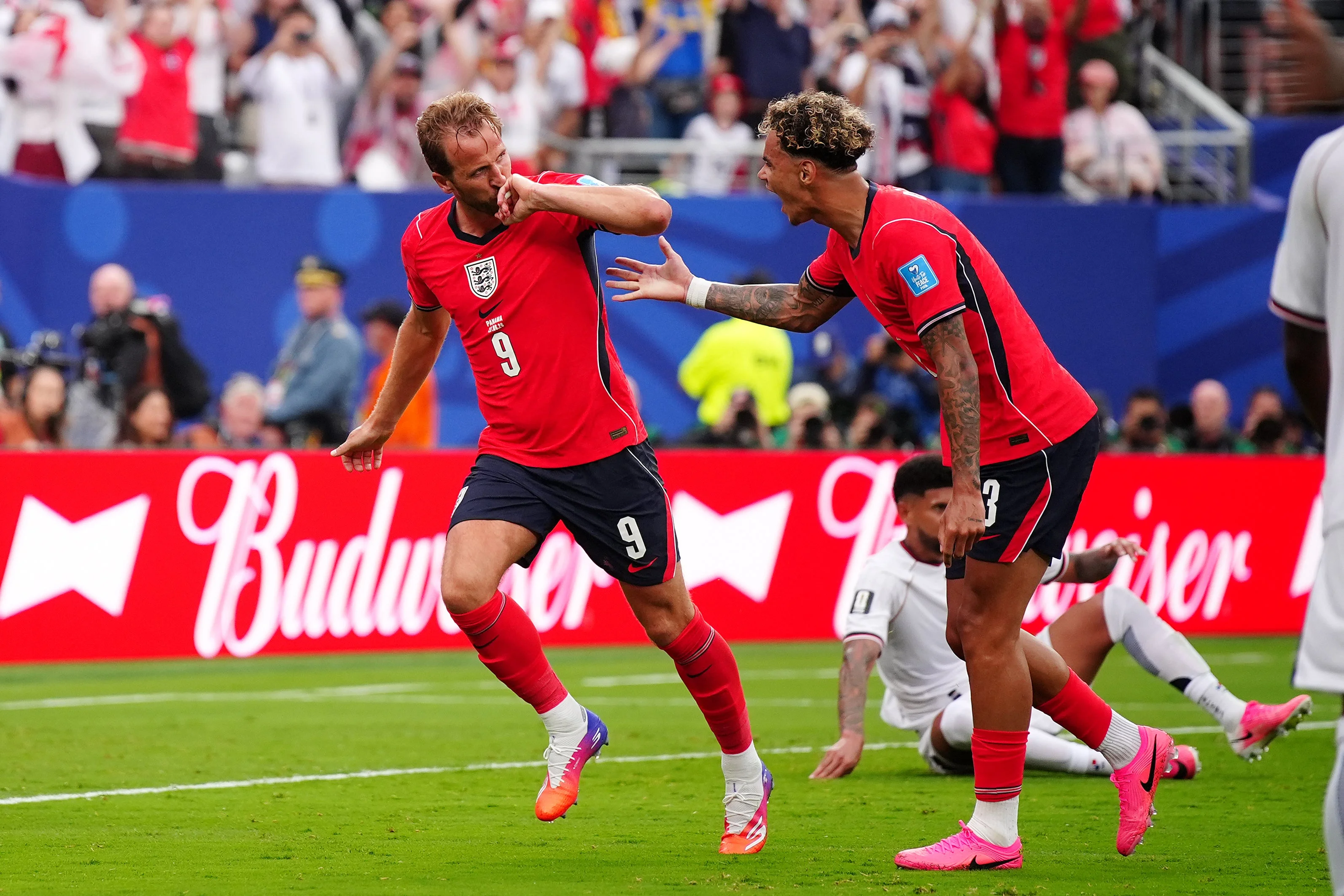 Harry Kane (left) became England’s leading scorer at World Cups (Bradley Collyer/PA)