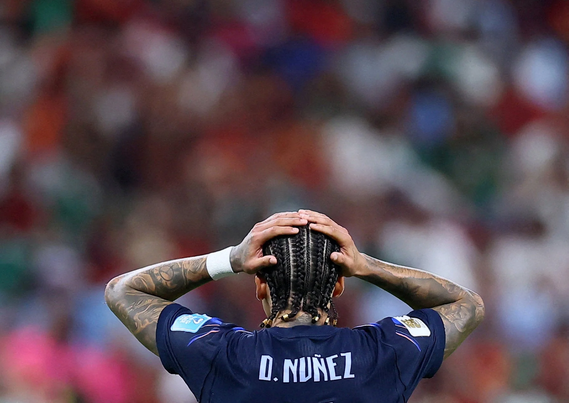 Uruguay's Darwin Nunez reacts against Spain