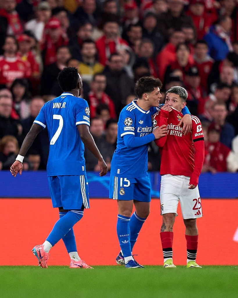 Benfica winger Gianluca Prestianni was accused of attempting to hide racially charged verbal insults toward Real Madrid forward Vinícius Júnior