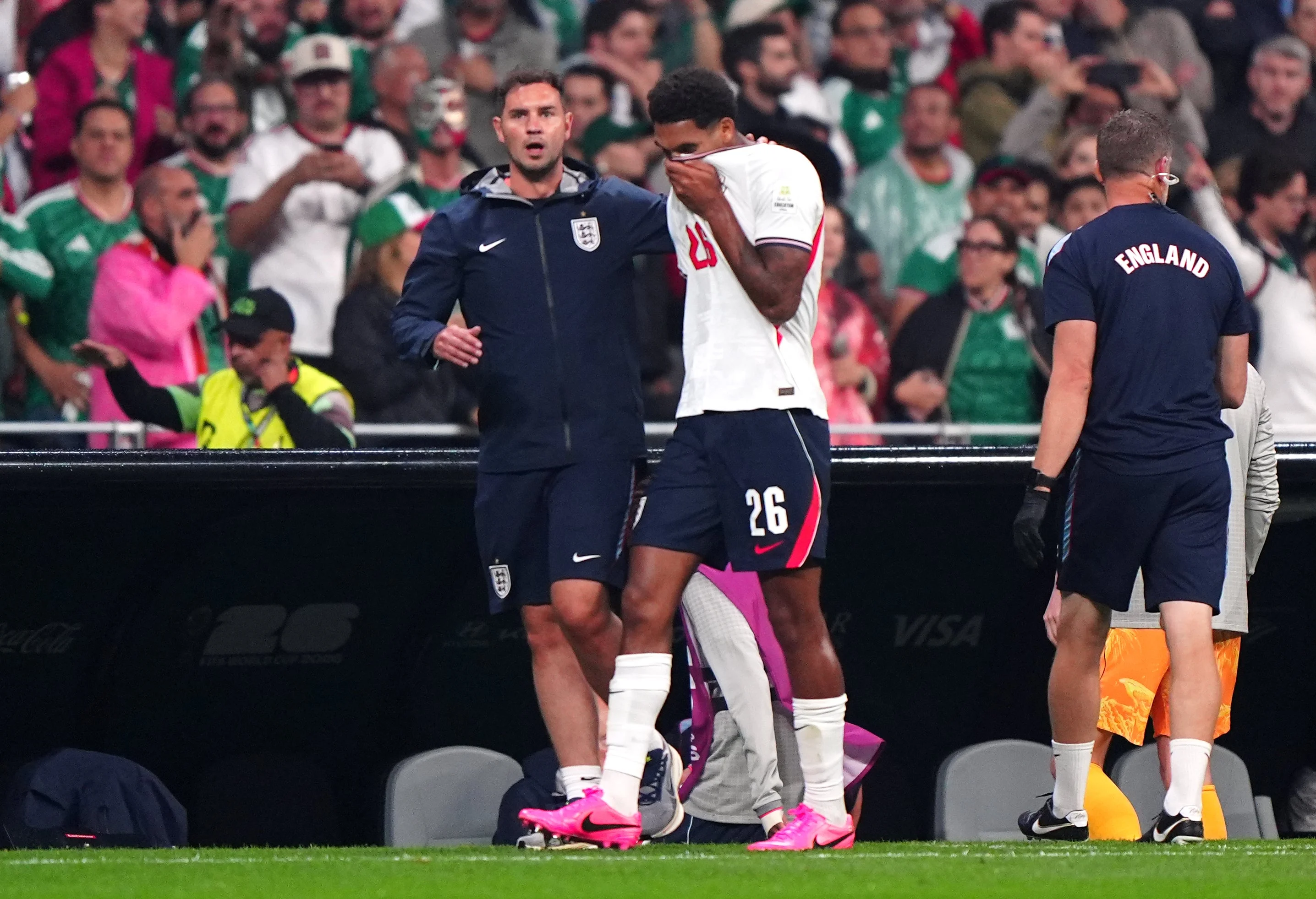 Quansah walks away after being sent off against Mexico